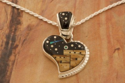 Calvin Begay Starry Night in the Pueblo Sterling Silver Heart Pendant